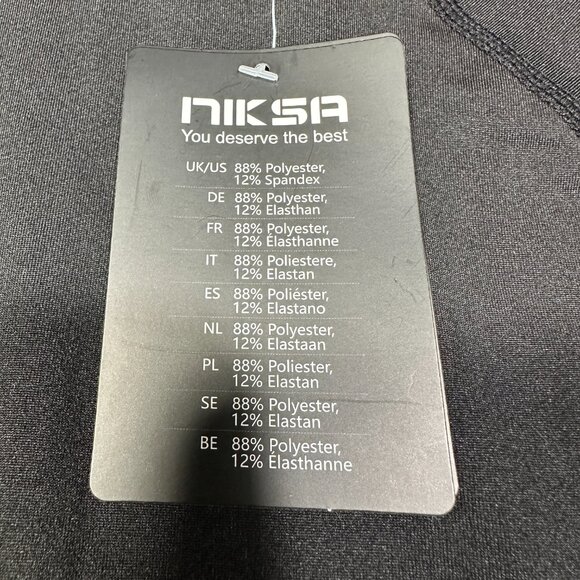 NikSa Tee Shirt Mens Medium Black Stretch Short Sleeve Crew Neck Pullover NEW - Picture 6 of 8